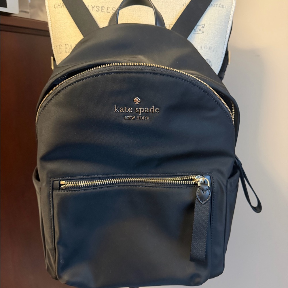 kate spade Black Nylon Compact Backpack with Gold Hardware